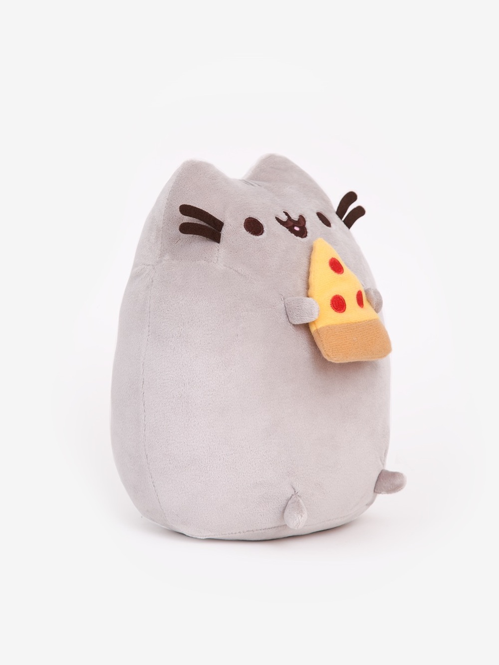Pusheen Plush Toy in Light Gray Holding Yellow Pizza Slice - Picture 2 of 3